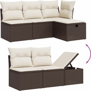 vidaXL 6-cz. zestaw wypoczynkowy do ogrodu, z poduszkami, brązowy 8