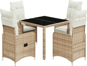 vidaXL 5-cz. zestaw mebli ogrodowych z poduszkami, beżowy, polirattan 2