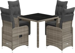 vidaXL 5-cz. zestaw mebli ogrodowych z poduszkami, szary, polirattan 2