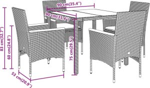 vidaXL 5-cz. zestaw mebli ogrodowych z poduszkami, beżowy, polirattan 7