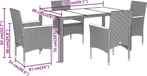 vidaXL 5-cz. zestaw mebli ogrodowych z poduszkami, beżowy, polirattan 7