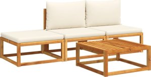 vidaXL 4-cz. zestaw wypoczynkowy do ogrodu, poduszki, drewno akacjowe 2