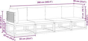 vidaXL 4-cz. zestaw wypoczynkowy do ogrodu, poduszki, drewno akacjowe 11