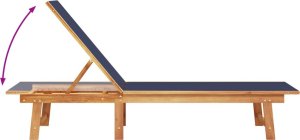 vidaXL Leżaki ze stolikiem, 2 szt., niebieskie, akacja i textilene 5