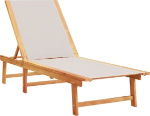 vidaXL Leżaki ze stolikiem, 2 szt., szare, drewno akacjowe i textilene 3