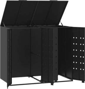 vidaXL Obudowa na 2 kosze na śmieci, czarna, 138x79x117 cm 8