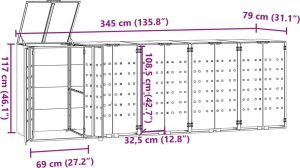 vidaXL Obudowa na 5 koszy na śmieci, czarna, 345x79x117 cm 11