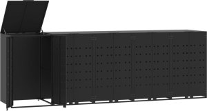 vidaXL Obudowa na 5 koszy na śmieci, czarna, 345x79x117 cm 2