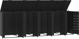 vidaXL Obudowa na 5 koszy na śmieci, czarna, 345x79x117 cm 8