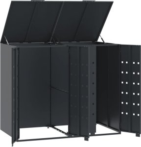 vidaXL Obudowa na 2 kosze na śmieci, antracytowa, 138x79x117 cm 8