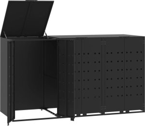 vidaXL Obudowa na 3 kosze na śmieci, czarna, 207x79x117 cm 2