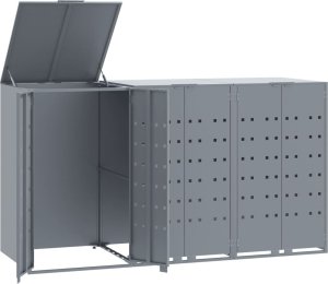 vidaXL Obudowa na 3 kosze na śmieci, szara, 207x79x117 cm, stal 2