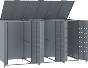 vidaXL Obudowa na 3 kosze na śmieci, szara, 207x79x117 cm, stal 8