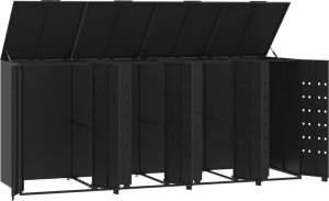 vidaXL Obudowa na 4 kosze na śmieci, czarna, 276x79x117 cm 8