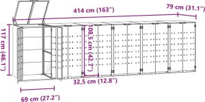 vidaXL Obudowa na 6 koszy na śmieci, antracytowa, 414x79x117 cm 11