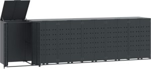 vidaXL Obudowa na 6 koszy na śmieci, antracytowa, 414x79x117 cm 2