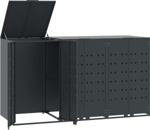 vidaXL Obudowa na 3 kosze na śmieci, antracytowa, 207x79x117 cm 2