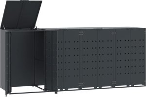 vidaXL Obudowa na 4 kosze na śmieci, antracytowa, 276x79x117 cm 2