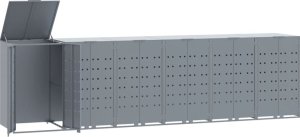 vidaXL Obudowa na 6 koszy na śmieci, szara, 414x79x117 cm, stal 2