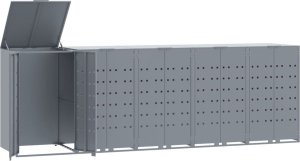 vidaXL Obudowa na 5 koszy na śmieci, szara, 345x79x117 cm, stal 2