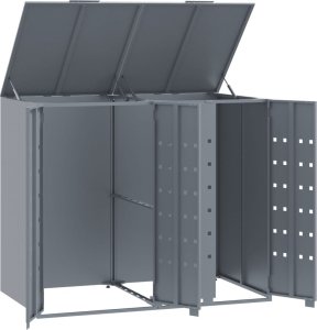 vidaXL Obudowa na 2 kosze na śmieci, szara, 138x79x117 cm, stal 8
