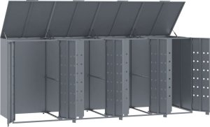 vidaXL Obudowa na 4 kosze na śmieci, szara, 276x79x117 cm, stal 8