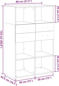 vidaXL Wysoka szafka, szary dąb sonoma, 80x42,5x124 cm 10