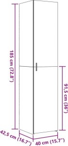 vidaXL Wysoka szafka, szarość betonu, 40x42,5x185 cm 10
