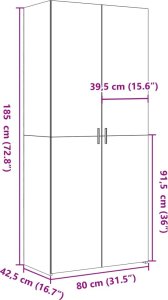 vidaXL Wysoka szafka, przydymiony dąb, 80x42,5x185 cm 9