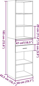 vidaXL Wysoka szafka, szarość betonu, 50x42,5x185 cm 9