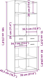 vidaXL Wysoka szafka, brązowy dąb, 70x42,5x185 cm 9