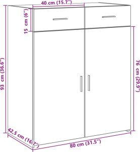 vidaXL Szafka, szarość betonu, 80x42,5x93 cm 10