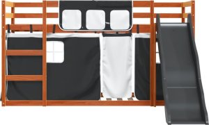 vidaXL Łóżko na antresoli, ze zjeżdżalnią i zasłonkami, 90x200 cm 7