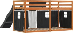 vidaXL Łóżko na antresoli, ze zjeżdżalnią i zasłonkami, 90x200 cm 10