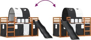 vidaXL Łóżko na antresoli, ze zjeżdżalnią i zasłonkami, 90x200 cm 11