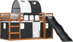 vidaXL Łóżko na antresoli, ze zjeżdżalnią i zasłonkami, 90x200 cm 4