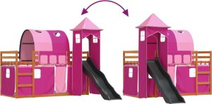 vidaXL Łóżko na antresoli, ze zjeżdżalnią i zasłonkami, 90x200 cm 11