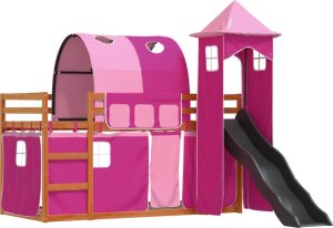 vidaXL Łóżko na antresoli, ze zjeżdżalnią i zasłonkami, 90x200 cm 3