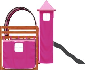 vidaXL Łóżko na antresoli, ze zjeżdżalnią i zasłonkami, 90x200 cm 9