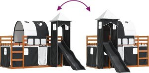 vidaXL Łóżko na antresoli, ze zjeżdżalnią i zasłonkami, 90x200 cm 11