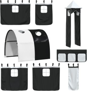 vidaXL Łóżko na antresoli, ze zjeżdżalnią i zasłonkami, 90x200 cm 6