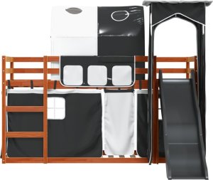 vidaXL Łóżko na antresoli, ze zjeżdżalnią i zasłonkami, 90x200 cm 7