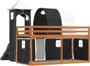 vidaXL Łóżko na antresoli, ze zjeżdżalnią i zasłonkami, 90x200 cm 10