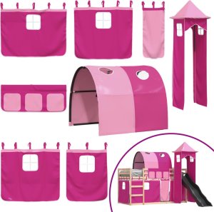 vidaXL Łóżko na antresoli, ze zjeżdżalnią i zasłonkami, 90x190 cm 5