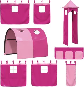 vidaXL Łóżko na antresoli, ze zjeżdżalnią i zasłonkami, 90x190 cm 6