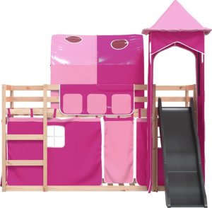 vidaXL Łóżko na antresoli, ze zjeżdżalnią i zasłonkami, 90x190 cm 7