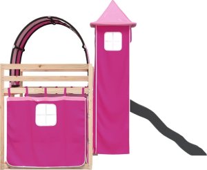 vidaXL Łóżko na antresoli, ze zjeżdżalnią i zasłonkami, 90x190 cm 9