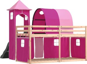 vidaXL Łóżko na antresoli, ze zjeżdżalnią i zasłonkami, 90x190 cm 10