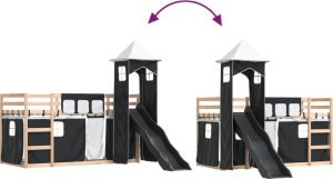 vidaXL Łóżko na antresoli, ze zjeżdżalnią i zasłonkami, 80x200 cm 11