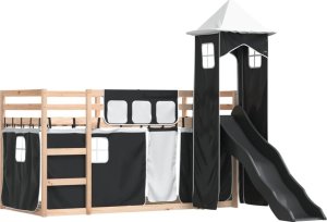 vidaXL Łóżko na antresoli, ze zjeżdżalnią i zasłonkami, 80x200 cm 3